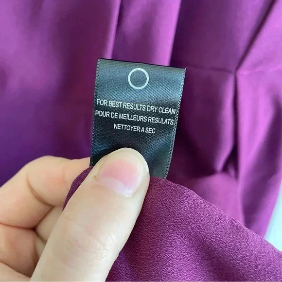 Halston Heritage Draped Mini Dress Purple Beaded Wrap Sleeveless Strapless 12 - Picture 12 of 13